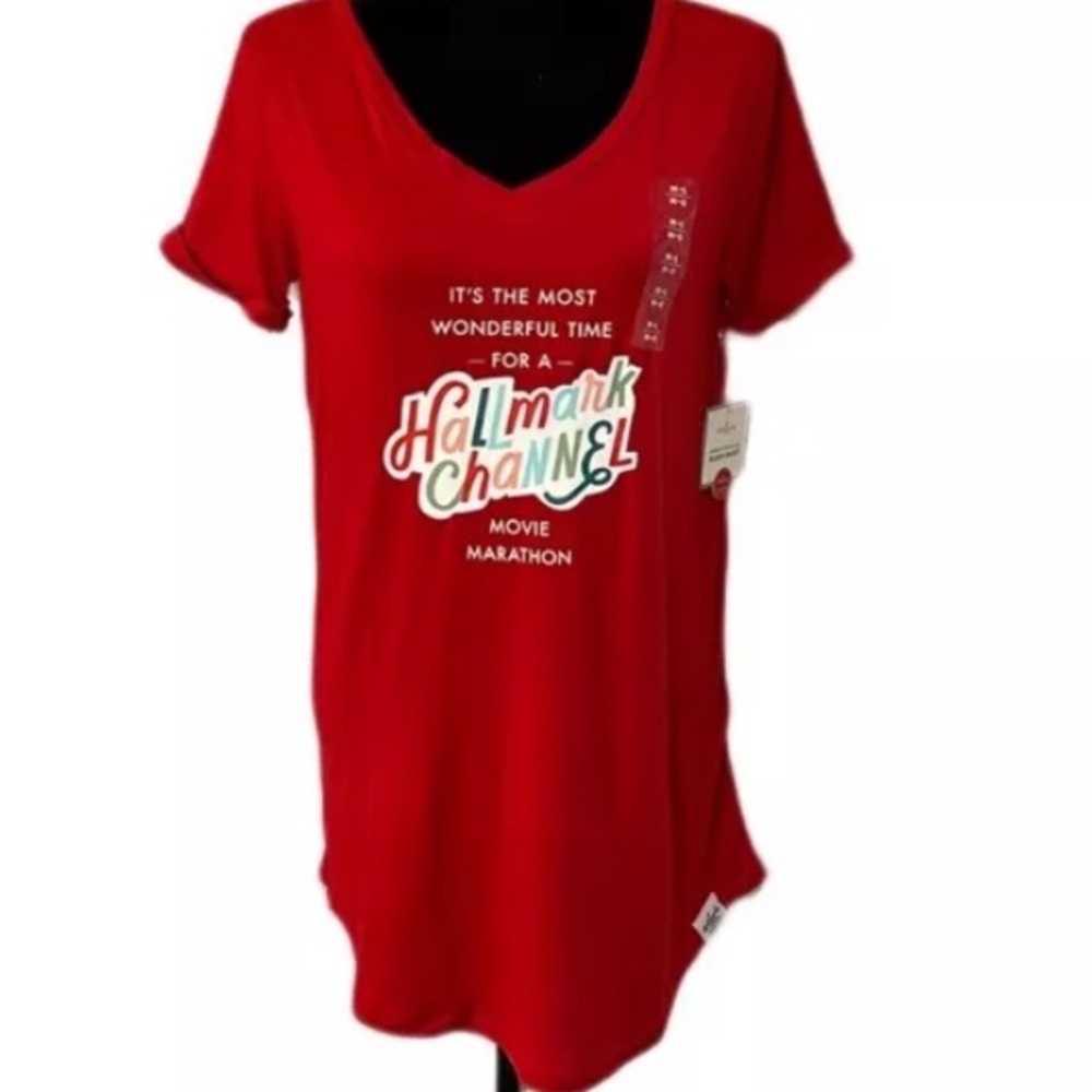 Women's Hallmark Channel Sleep Shirt WONDERFUL TIME MOVIE MARATHON pajamas M L